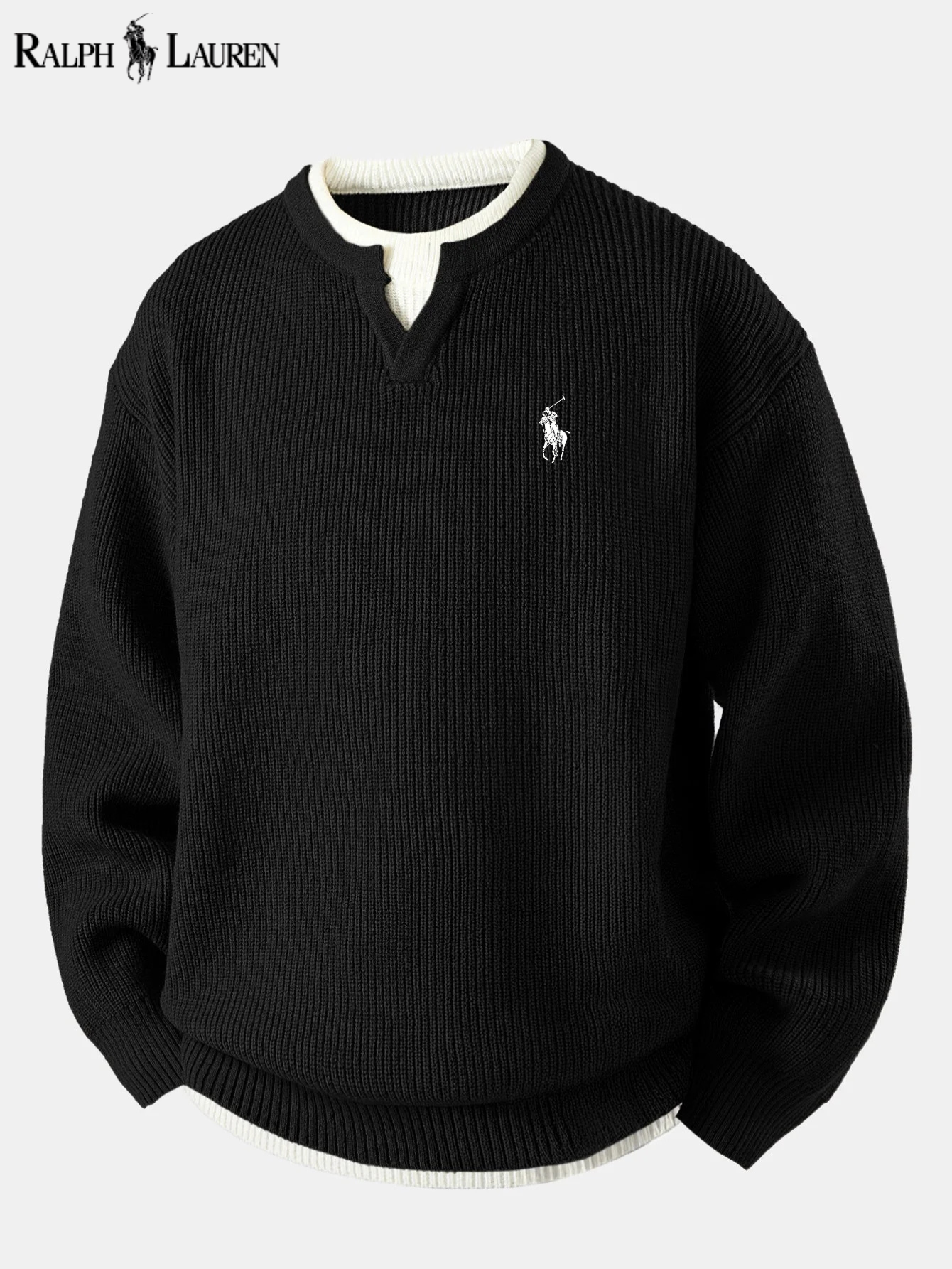 ᏒᎪᏞᏢᎻ ᏞᎪՍᏒЕΝ - Jersey con cuello en V 2 en 1